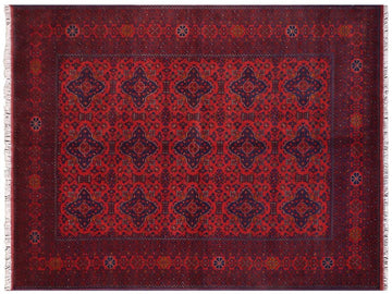 handmade Tribal Biljik Khal Muhammadi Red Blue Hand Knotted RECTANGLE 100% WOOL area rug 6x10